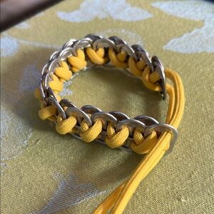 Yellow and Silver Braided Soda Can Bracelet
